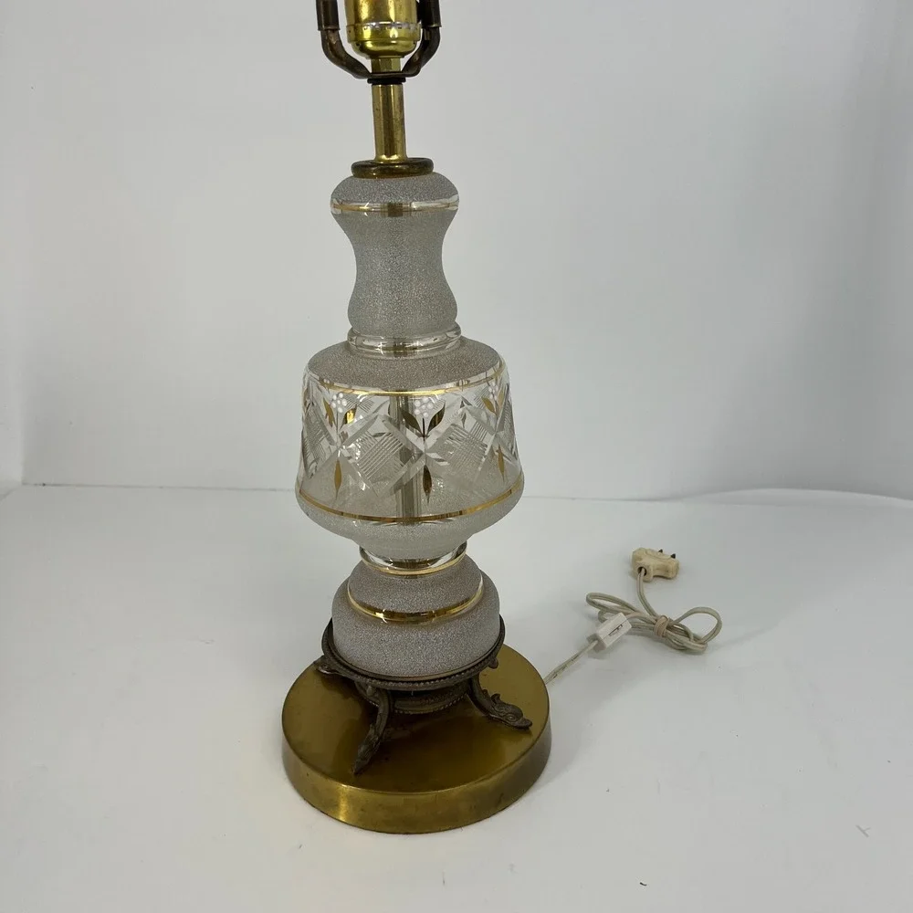 Vintage‎ Leviton Table Lamp Mid Century Modern Frosted Glass & Brass USA 29.5